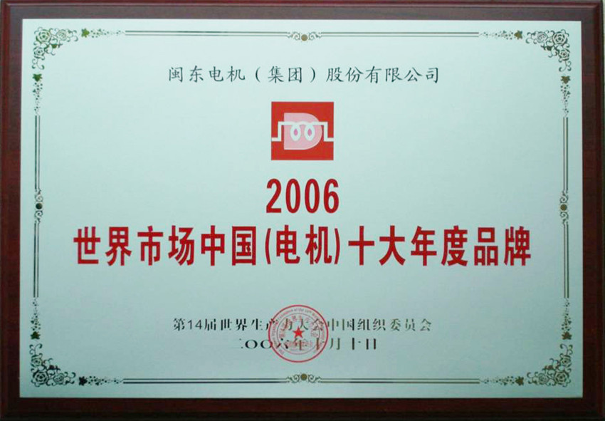 世界市場中國電機十大年度品牌